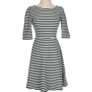 Pomelo Black and White Striped Long Sleeve Dress